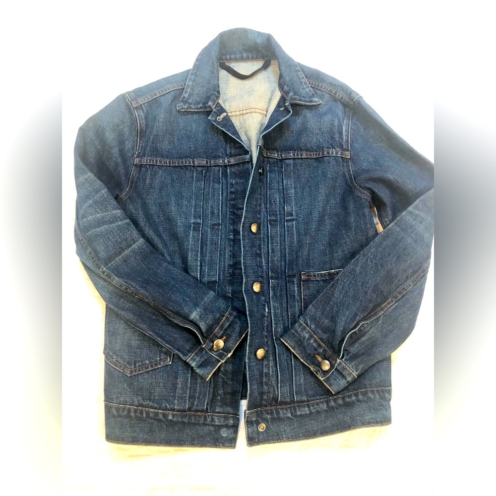 Helmut lang denim jacket pleated dark wash EUC